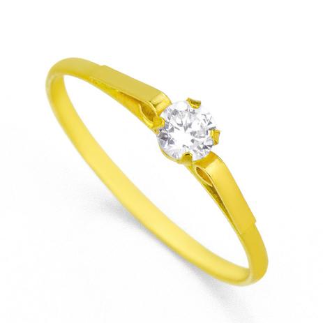 Anel de Ouro 18k Infantil com Zircônia de 3,0mm Branca an30964 - Joiasgold Menor preço em Anel de Ouro 18k Infantil com Zircônia de 3,0mm Branca an30964 - Joiasgold