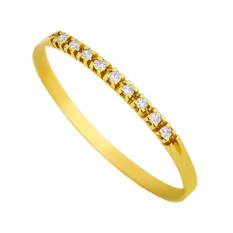 Anel de Ouro 18k Meia Aliança com 9 Diamantes de 0,5 pontos an31525 - Joiasgold é boa?