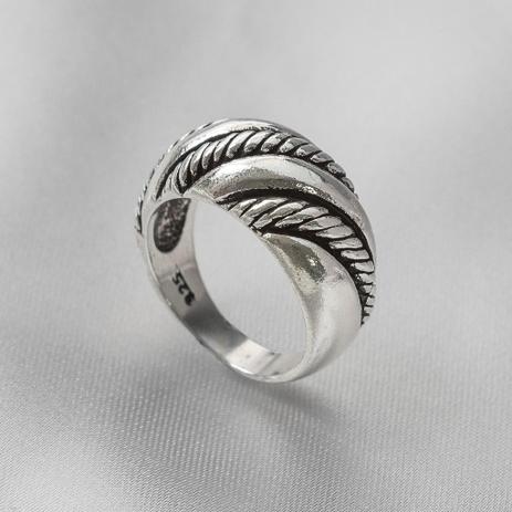 Anel de Prata Estilo Bali com Corda Envelhecida - Prata fina Menor preço em Anel de Prata Estilo Bali com Corda Envelhecida - Prata fina
