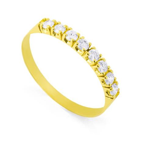 Anel em ouro 18k Meia Aliança com 8 Diamantes de 3 pontos cada an25625 - Joiasgold Menor preço em Anel em ouro 18k Meia Aliança com 8 Diamantes de 3 pontos cada an25625 - Joiasgold