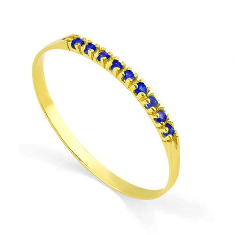 Anel em Ouro 18k Meia Aliança com 9 Safiras de 0,5 ponto cada an20451 - Joiasgold Menor preço em Anel em Ouro 18k Meia Aliança com 9 Safiras de 0,5 ponto cada an20451 - Joiasgold