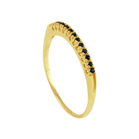 Anel em Ouro 18K Meia Aliança com Safiras - AU1301 - Bruna tessaro Menor preço em Anel em Ouro 18K Meia Aliança com Safiras - AU1301 - Bruna tessaro