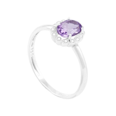 Anel em Ouro Branco 18K com Ametista e Diamantes - AU2702 - Bruna tessaro Menor preço em Anel em Ouro Branco 18K com Ametista e Diamantes - AU2702 - Bruna tessaro