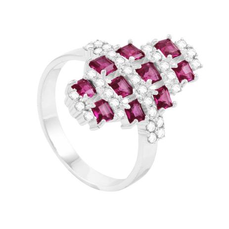 Anel em Ouro Branco 18K com Rubelitas e Diamantes - AU1241 - Bruna tessaro Menor preço em Anel em Ouro Branco 18K com Rubelitas e Diamantes - AU1241 - Bruna tessaro