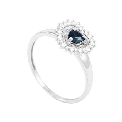 Anel em Ouro Branco 18K Coração com Safira e Diamantes - AU2874 - Bruna tessaro Menor preço em Anel em Ouro Branco 18K Coração com Safira e Diamantes - AU2874 - Bruna tessaro
