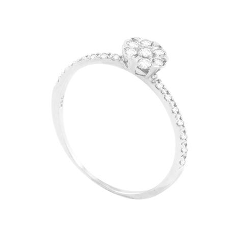 Anel em Ouro Branco 18K Flor com Diamantes - AU4818 - Bruna tessaro Menor preço em Anel em Ouro Branco 18K Flor com Diamantes - AU4818 - Bruna tessaro