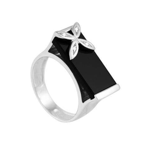 Anel em Ouro Branco 18K Ônix e Diamantes - AU4515 - Bruna tessaro Menor preço em Anel em Ouro Branco 18K Ônix e Diamantes - AU4515 - Bruna tessaro