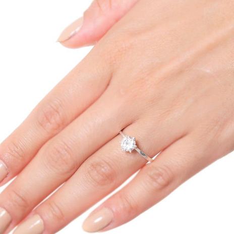 Anel Feminino Solitário Zircônia 6mm Em Prata Original - Gabriela costa semi jóias Menor preço em Anel Feminino Solitário Zircônia 6mm Em Prata Original - Gabriela costa semi jóias