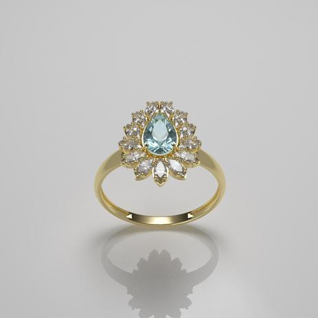 Anel Flor Pedras Turmalina Paraíba Ouro 18k - Pontochic Menor preço em Anel Flor Pedras Turmalina Paraíba Ouro 18k - Pontochic
