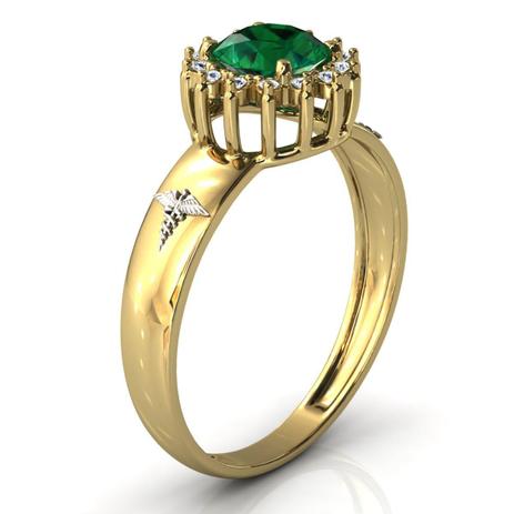 Anel Formatura Pedra Redonda Zircônia Ouro 18K - Pontochic Menor preço em Anel Formatura Pedra Redonda Zircônia Ouro 18K - Pontochic