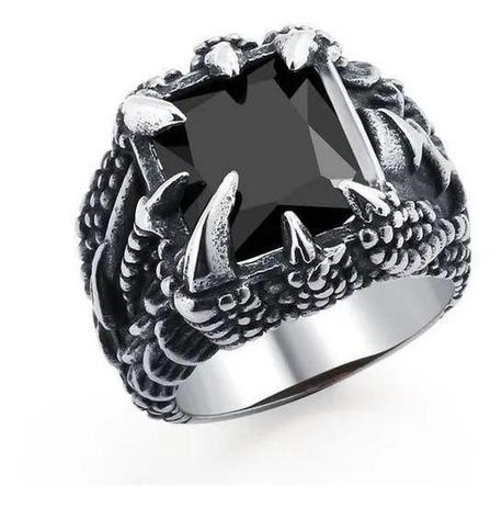 Anel Garra de Dragão Pedra Preta Masculino Aço Inox Prata - Otto Store -  Bolsas e Acessórios - Magazine Luiza