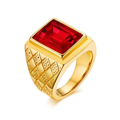 Anel Masculino Homem Banhado Ouro 18k Pedra Vermelha Granada - Jewelery