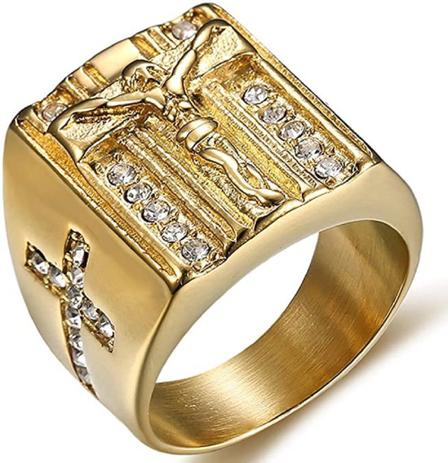 Anel Masculino Homem Cristo Cristão Jesus Banhado Ouro 18k - Jewelery