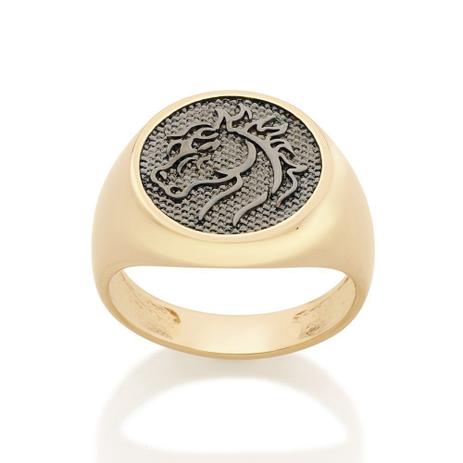 Anel Masculino Rommanel Folheado A Ouro Com Cavalo 512755 - Anel - Magazine  Luiza