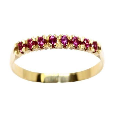 Anel Meia Aliança Ouro 18k Zircônias Vermelhas - cod.10002 - Retran joias Menor preço em Anel Meia Aliança Ouro 18k Zircônias Vermelhas - cod.10002 - Retran joias