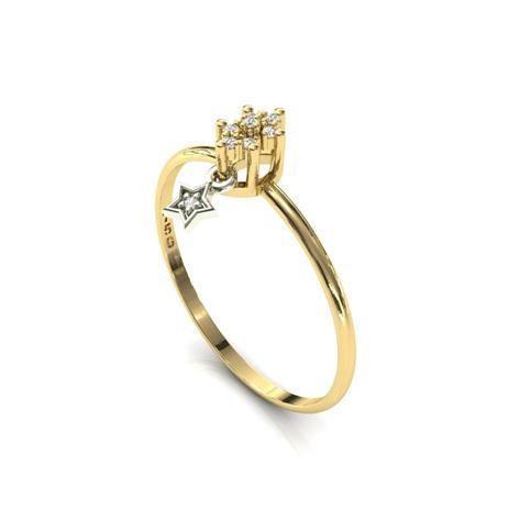 Anel Ouro 18k Brilhante Pingente Estrelas Pedras Diamantes - Pontochic Menor preço em Anel Ouro 18k Brilhante Pingente Estrelas Pedras Diamantes - Pontochic