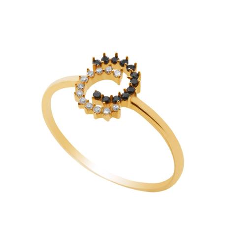 Menor preço em Anel Ouro 18k com Diamante Negro e Branco N17 - Muredu Joias