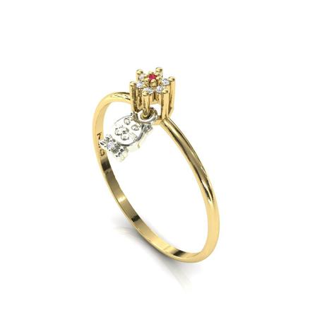 Anel Ouro 18k Redondo Pingente Gato Pedra Rubi Diamantes - Pontochic Menor preço em Anel Ouro 18k Redondo Pingente Gato Pedra Rubi Diamantes - Pontochic