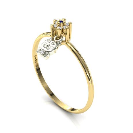 Anel Ouro 18k Redondo Pingente Gato Pedra Safira Diamante - Pontochic Menor preço em Anel Ouro 18k Redondo Pingente Gato Pedra Safira Diamante - Pontochic
