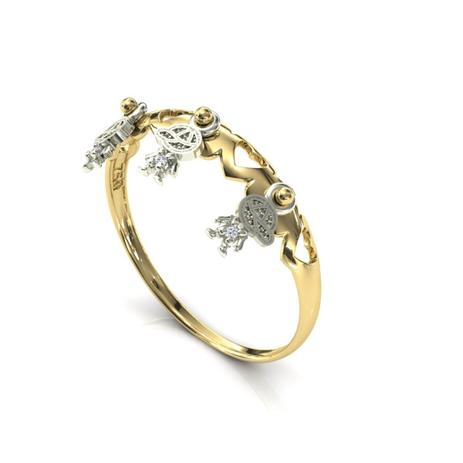Anel Ouro 18k Vazado Coração 3 Pingentes Menino Diamantes - Pontochic Menor preço em Anel Ouro 18k Vazado Coração 3 Pingentes Menino Diamantes - Pontochic