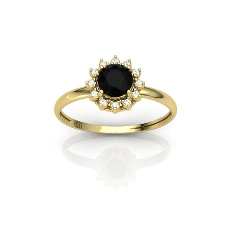 Anel Redondo Pedras Onix e Zircônia Ouro 18K - Pontochic Menor preço em Anel Redondo Pedras Onix e Zircônia Ouro 18K - Pontochic