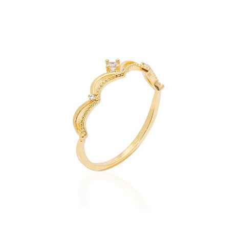 Anel Regulável Mini Coroa com Zircônia Folheado a Ouro 18k Moussaieff Menor preço em Anel Regulável Mini Coroa com Zircônia Folheado a Ouro 18k Moussaieff