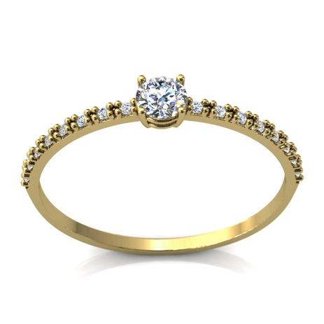 Anel Solitário Meia Aliança Em Ouro 18K - Pontochic Menor preço em Anel Solitário Meia Aliança Em Ouro 18K - Pontochic