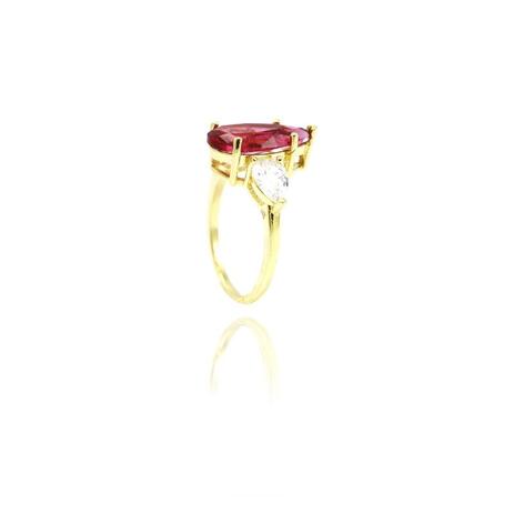 Anel Zirconia Fusion Rubi Gota Grande+2 Zirconias Cristal Gota Lateral Banhado Ouro 18k N.15 - Kelly guimarães Menor preço em Anel Zirconia Fusion Rubi Gota Grande+2 Zirconias Cristal Gota Lateral Banhado Ouro 18k N.15 - Kelly guimarães