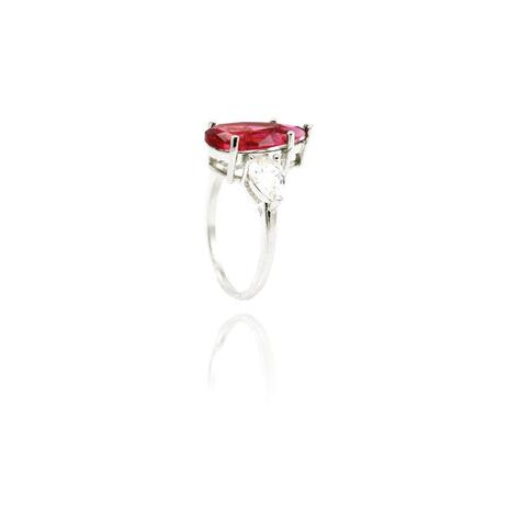 Anel Zirconia Fusion Rubi Gota Grande+2 Zirconias Cristal Gota Lateral Banhado Rodio Branco N.14 - Kelly guimarães Menor preço em Anel Zirconia Fusion Rubi Gota Grande+2 Zirconias Cristal Gota Lateral Banhado Rodio Branco N.14 - Kelly guimarães