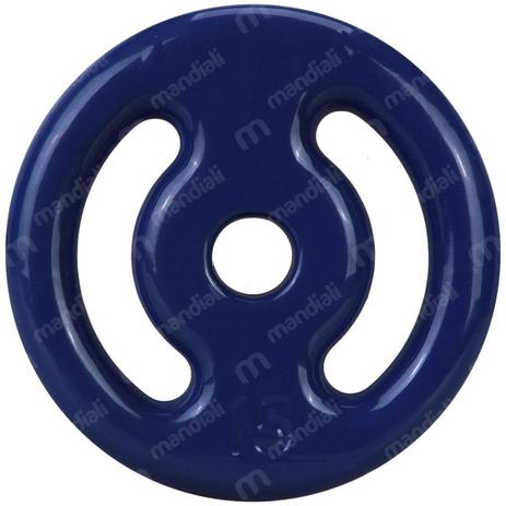 Anilha 15 Kg Emborrachada Vazada Azul Mega Peso Menor preço em Anilha 15 Kg Emborrachada Vazada Azul Mega Peso