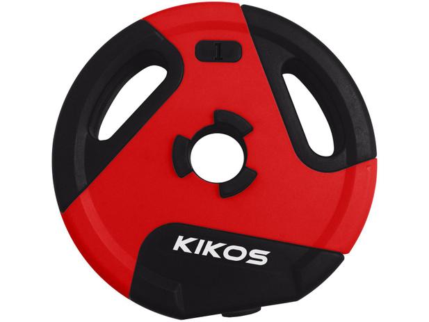 Anilha 1kg Preto e Vermelho Kikos - Style Menor preço em Anilha 1kg Preto e Vermelho Kikos - Style