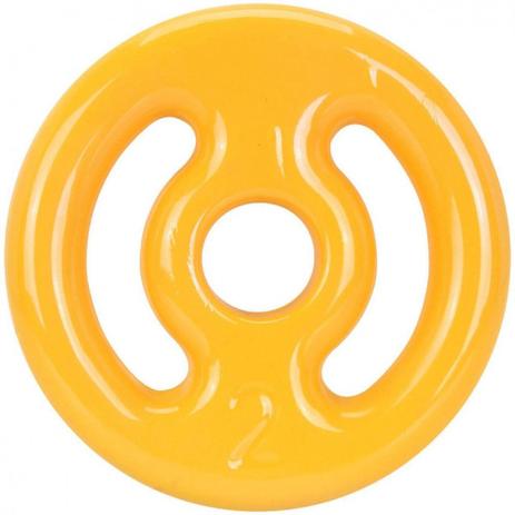 Anilha 2 Kg Emborrachada Vazada Amarelo mega peso Menor preço em Anilha 2 Kg Emborrachada Vazada Amarelo mega peso