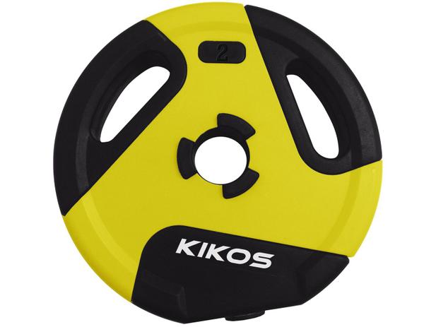 Anilha 2kg Preto e Amarelo Kikos - Style Menor preço em Anilha 2kg Preto e Amarelo Kikos - Style