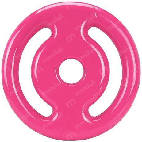 Anilha 3kg Rosa Vazada Emborrachada Mega Peso Menor preço em Anilha 3kg Rosa Vazada Emborrachada Mega Peso