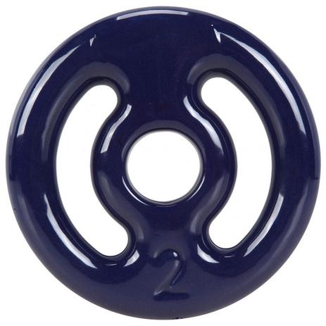 Anilha Vazada Emborrachada 2 Kg Azul Mega Peso Menor preço em Anilha Vazada Emborrachada 2 Kg Azul Mega Peso