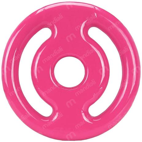 Anilha Vazada Emborrachada 2kg Rosa Mega Peso Menor preço em Anilha Vazada Emborrachada 2kg Rosa Mega Peso
