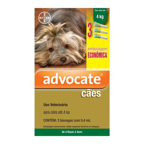 Anti Pulgas Combo Advocate Bayer Para Cães De ATÉ 4kg - 0,4ml Menor preço em Anti Pulgas Combo Advocate Bayer Para Cães De ATÉ 4kg - 0,4ml