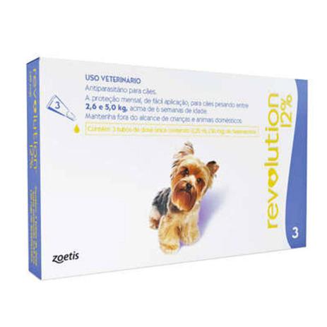 Anti Pulgas E Carrapatos Zoetis Revolution 12 Para Cães De 2,5 A 5 Kg - 3 Ampolas De 0,25 Ml Menor preço em Anti Pulgas E Carrapatos Zoetis Revolution 12 Para Cães De 2,5 A 5 Kg - 3 Ampolas De 0,25 Ml