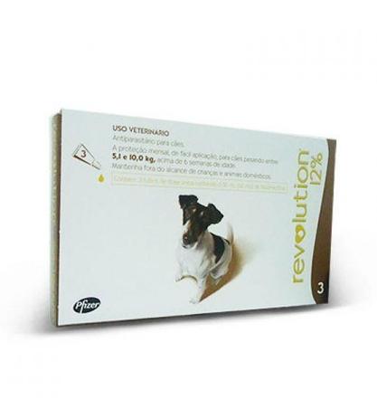 Anti Pulgas e Carrapatos Zoetis Revolution 12 para Cães de 5 a 10 kg - 3 Ampolas de 0,5 mL Menor preço em Anti Pulgas e Carrapatos Zoetis Revolution 12 para Cães de 5 a 10 kg - 3 Ampolas de 0,5 mL