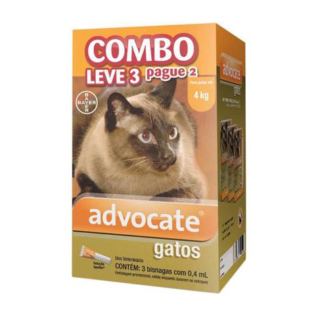 Antipulgas Bayer Advocate Combo Para Gatos até 4kg Menor preço em Antipulgas Bayer Advocate Combo Para Gatos até 4kg
