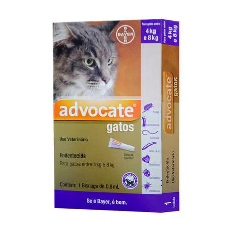 Antipulgas Bayer Advocate para Gatos até 4 a 8Kg - 0,8 mL Menor preço em Antipulgas Bayer Advocate para Gatos até 4 a 8Kg - 0,8 mL