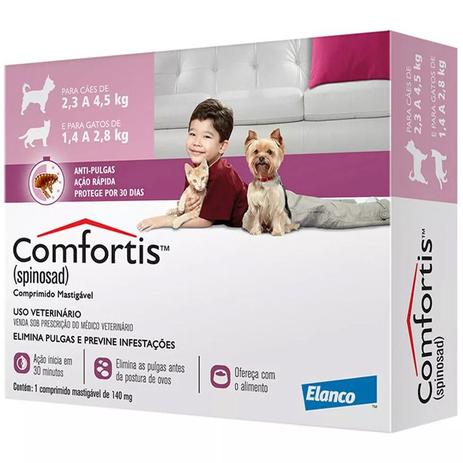 Antipulgas Comfortis 140mg Cães 2,3 A 4kg E Gato 1,9 A 2,7kg - Elanco Menor preço em Antipulgas Comfortis 140mg Cães 2,3 A 4kg E Gato 1,9 A 2,7kg - Elanco