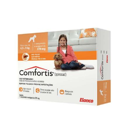 Antipulgas Comfortis Elanco 270 mg para Cães de 4,5 a 9 Kg e Gatos de 2,8 a 5,4 Kg Menor preço em Antipulgas Comfortis Elanco 270 mg para Cães de 4,5 a 9 Kg e Gatos de 2,8 a 5,4 Kg
