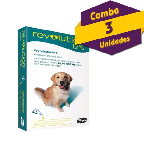 Antipulgas e Anticarrapatos Revolution 12 Combo para Cães de 20 a 40 Kg Menor preço em Antipulgas e Anticarrapatos Revolution 12 Combo para Cães de 20 a 40 Kg