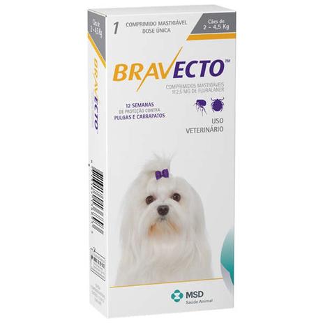 Antipulgas e Carrapatos Bravecto para Cães de 2 a 4,5 Kg - Msd é boa?