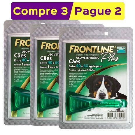 Antipulgas E Carrapatos Frontline Plus Para Cães Combo De 40 A 60 Kg - Merial é ruim? Antipulgas E Carrapatos Frontline Plus Para Cães Combo De 40 A 60 Kg - Merial é boa?