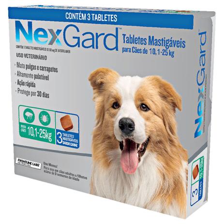 Antipulgas e Carrapatos NexGard para Cães de 10,1 a 25 Kg com 3 Comprimidos é boa?