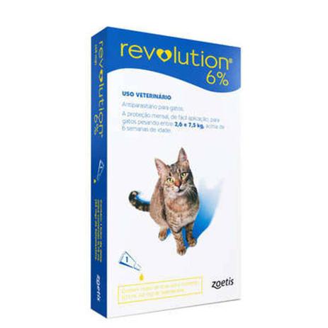 Antipulgas e Carrapatos Zoetis Revolution 6 para Gatos de 2,5 a 7,5 kg - 1 Ampola de 0,75 mL Menor preço em Antipulgas e Carrapatos Zoetis Revolution 6 para Gatos de 2,5 a 7,5 kg - 1 Ampola de 0,75 mL