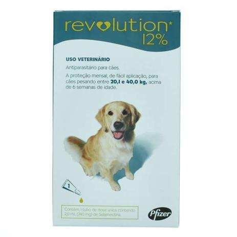 Antipulgas Revolution 12 2ml para Cães 20,1Kg a 40kg - Zoetis Menor preço em Antipulgas Revolution 12 2ml para Cães 20,1Kg a 40kg - Zoetis