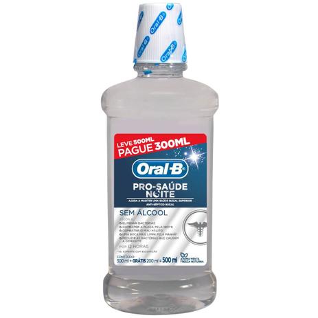 Antisséptico Bucal Oral-B Pro Saúde Noite Leve 500mL Pague 300mL - Oral b Menor preço em Antisséptico Bucal Oral-B Pro Saúde Noite Leve 500mL Pague 300mL - Oral b